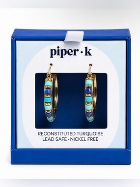 Piper•K Turquoise Hoop Earrings - NIB